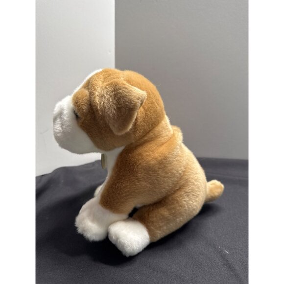 Miyoni by Aurora Soft Plush Bulldog Stuffed Animal Toy 8" Sitting Tan & White Ad - Picture 4 of 10